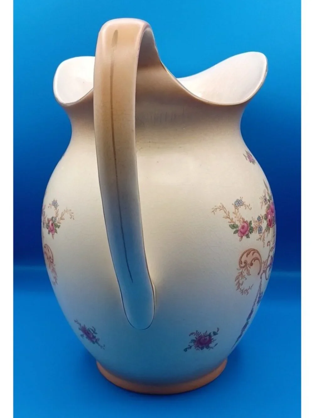 Antique Art Nouveau Crown Ducal Ware Large Rose Pitcher Vase 11.75 X 11